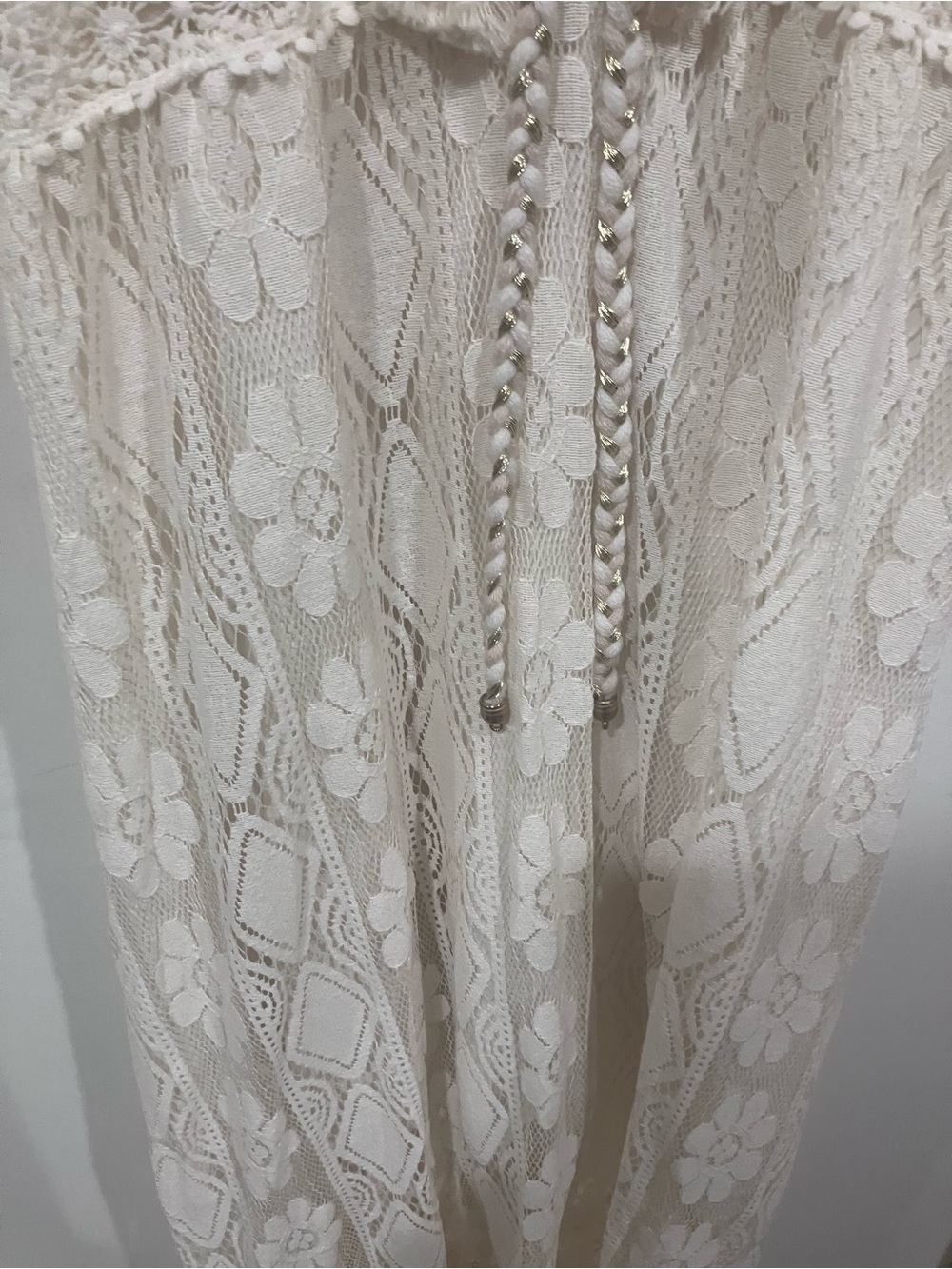 Boho Lace Spaghetti Strap Dress - Cream - Picture 5 of 8